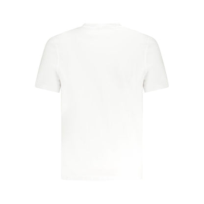 Back view of K-WAY White Cotton T-Shirt, short sleeve, crew neck, with pocket and logo application.