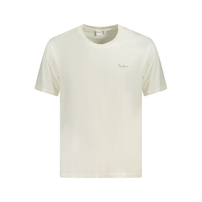 Pepe Jeans White Cotton T-Shirt with crew neck and logo, made from 100% sustainable cotton.