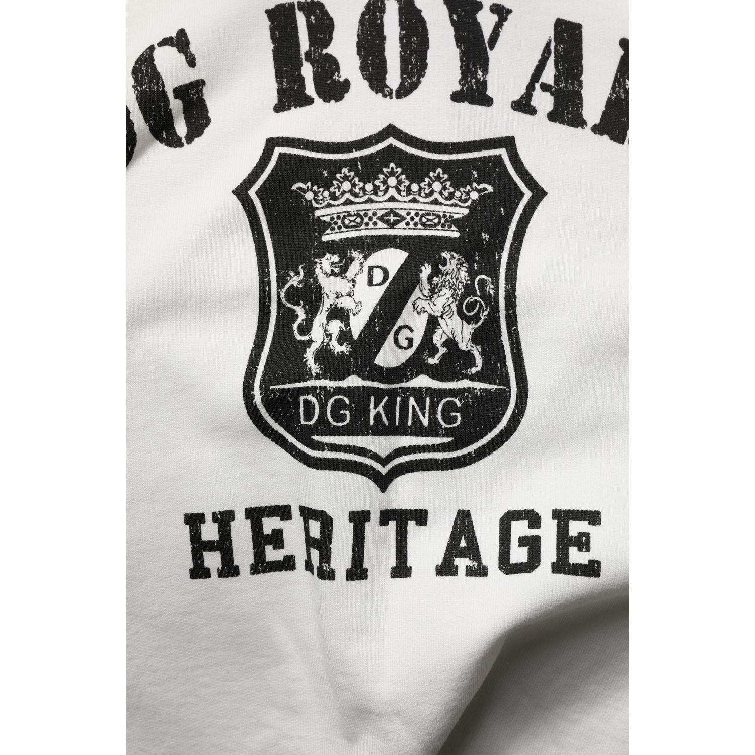 Dolce & Gabbana White Cotton DG ROYAL Print Hooded Sweater