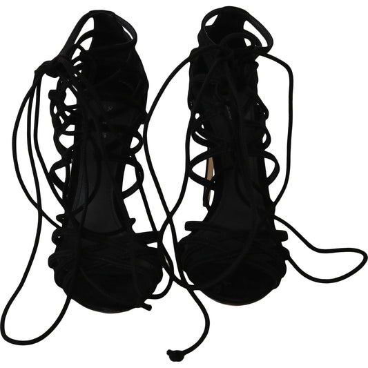 Dolce & Gabbana Black Suede Strap Stilettos Sandals