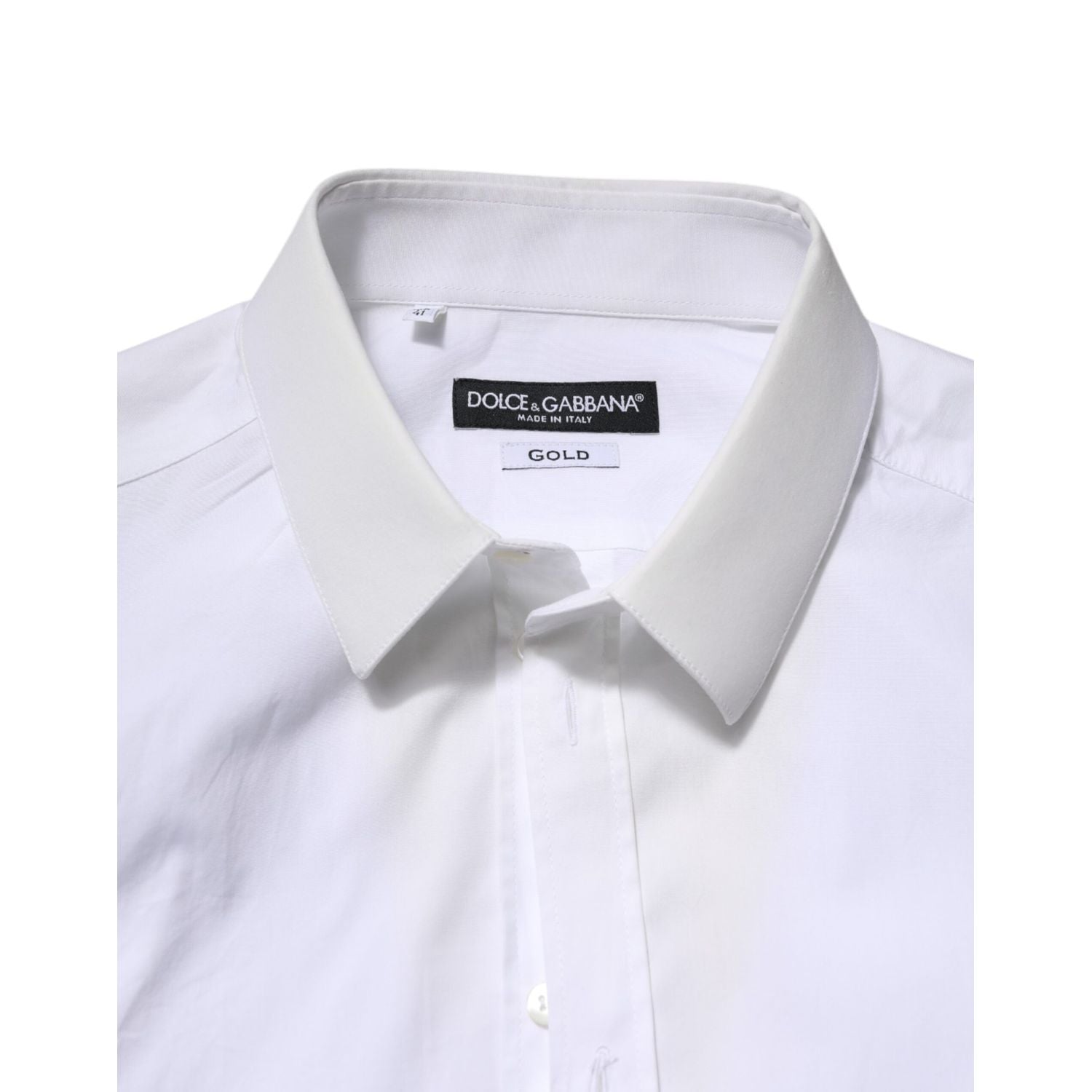 Dolce & Gabbana White Cotton GOLD Long Sleeves Dress Shirt