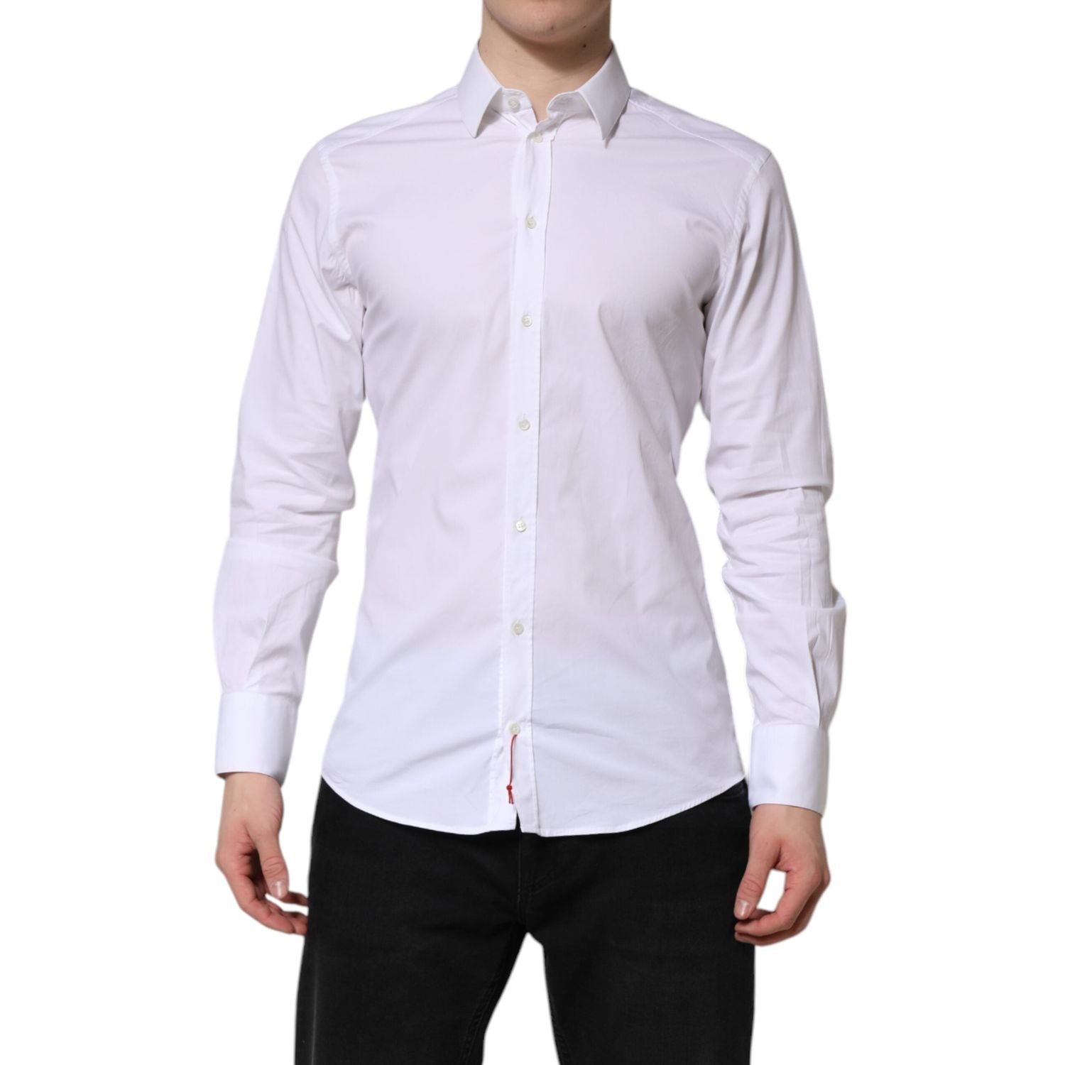 Dolce & Gabbana White Cotton GOLD Long Sleeves Dress Shirt
