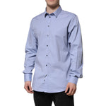 Dolce & Gabbana Blue Cotton GOLD Long Sleeves Dress Shirt TSH906937-44