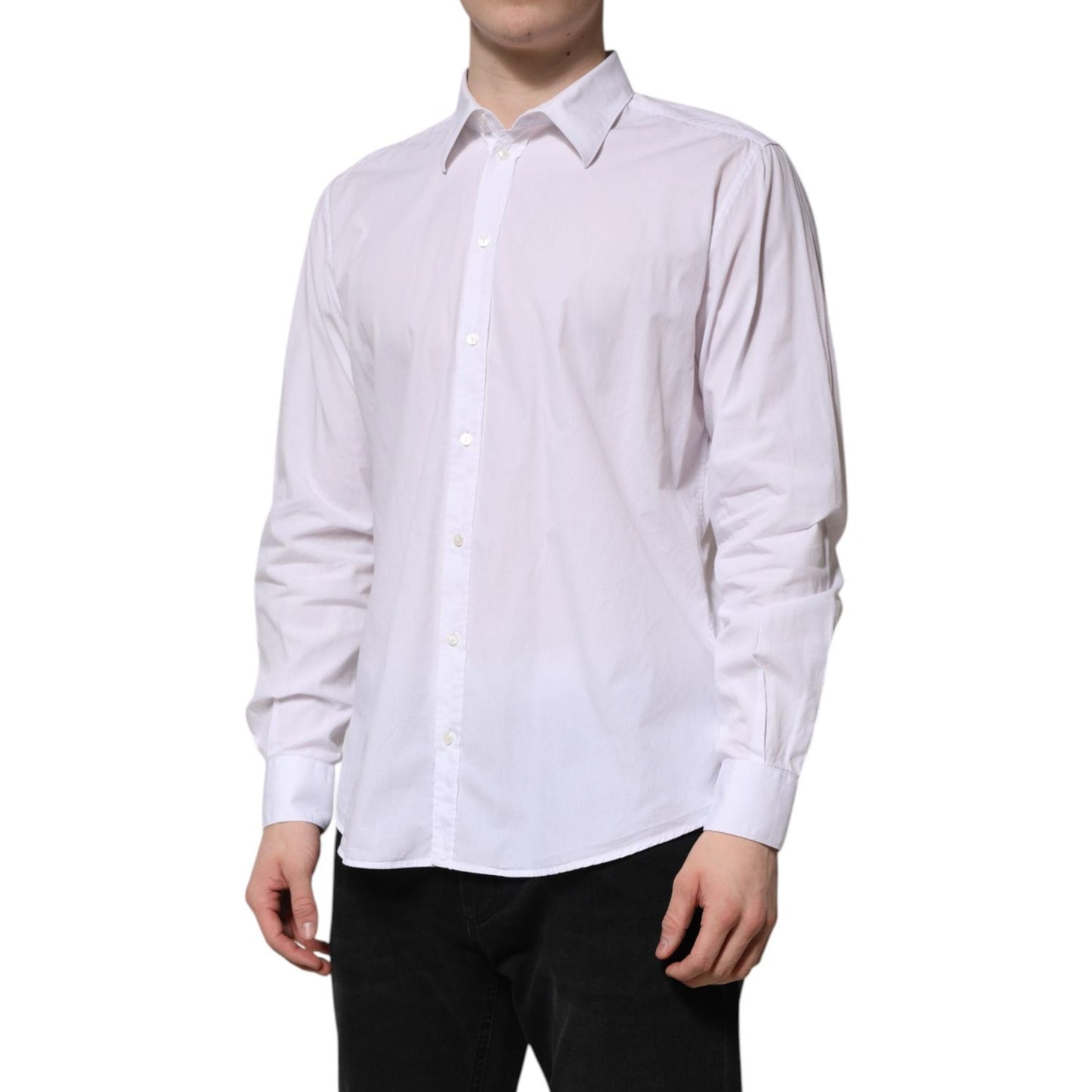 Dolce & Gabbana White Cotton STAFF Long Sleeves Dress Shirt TSH906943-43