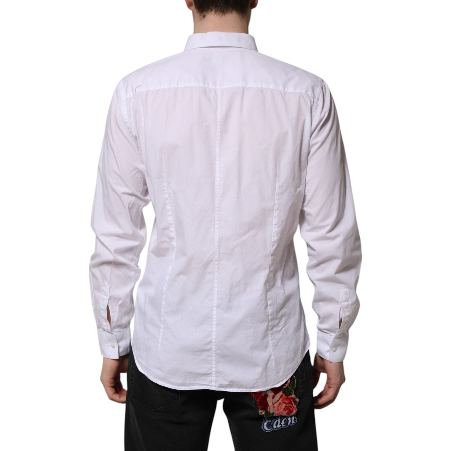 Dolce & Gabbana White Cotton STAFF Long Sleeves Dress Shirt TSH906943-43