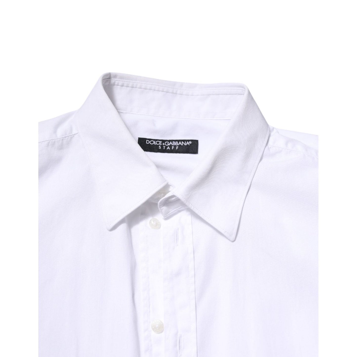 Dolce & Gabbana White Cotton STAFF Long Sleeves Dress Shirt TSH906943-43