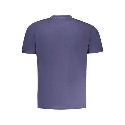 Back view of North Sails Blue Cotton Men T-Shirt, showcasing simple and stylish crew-neck design.