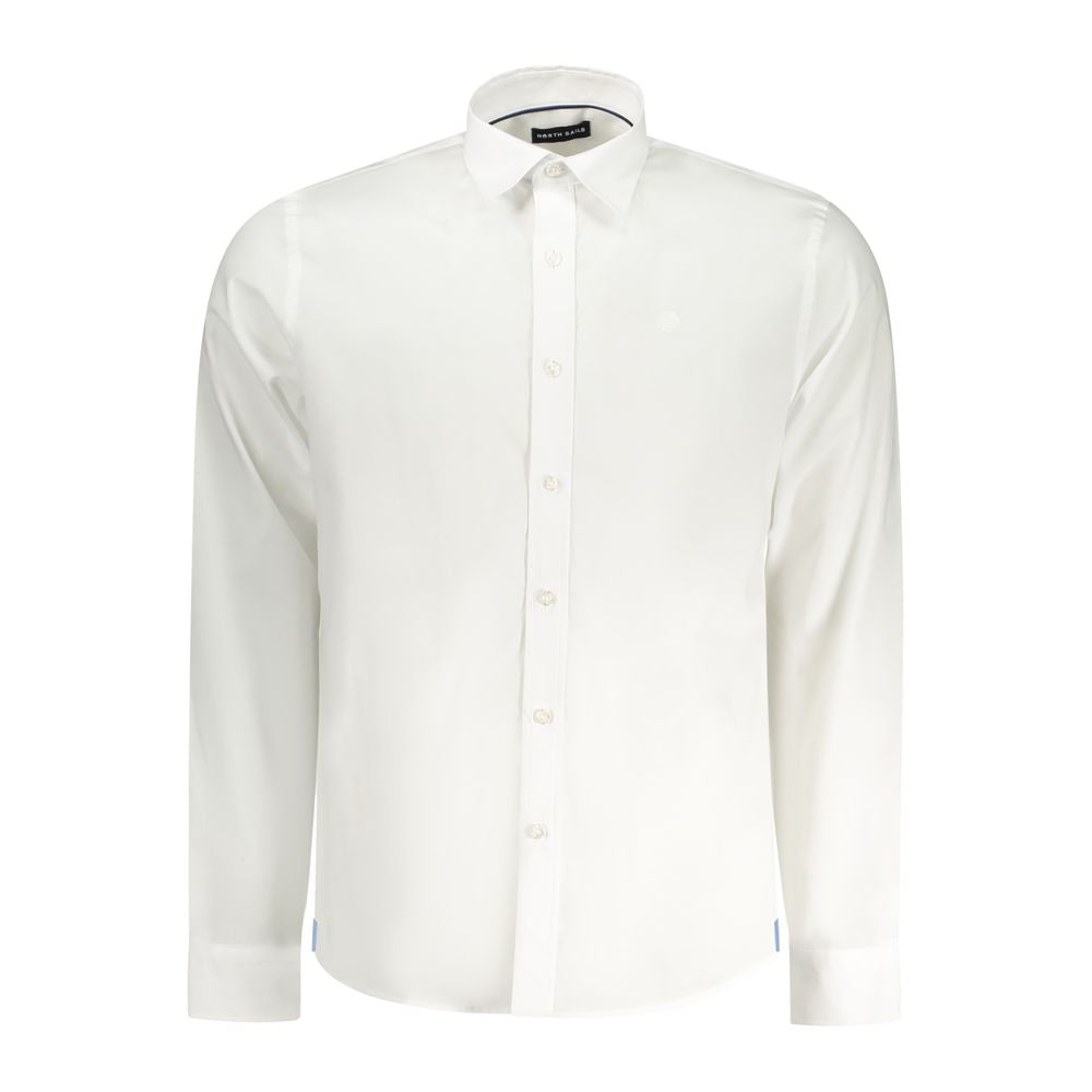 North Sails White Cotton Men Shirt with Italian collar and 1-button cuffs, perfect for casual and maritime elegance.