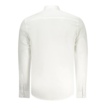 Back view of North Sails White Cotton Men Shirt with Italian collar and button cuffs.