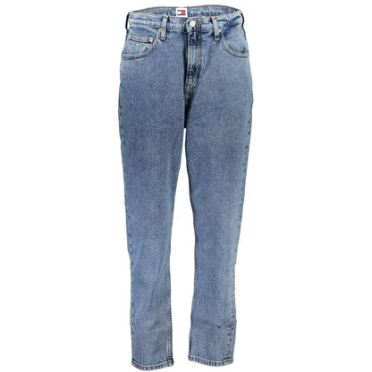 Tommy Hilfiger Blue Cotton Women Jeans - Ultra High Tapered with classic embroidery and logo for vintage and modern style.