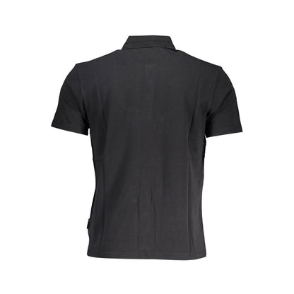 Rear view of Napapijri Black Cotton Men Polo Shirt showcasing sleek design and comfort.