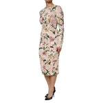 Dolce & Gabbana Pink Lily Viscose Sheath Stretch Midi Dress