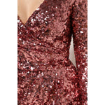 Dolce & Gabbana Pink Sequin Statement Nylon Midi V-Neck Dress DR81733-40