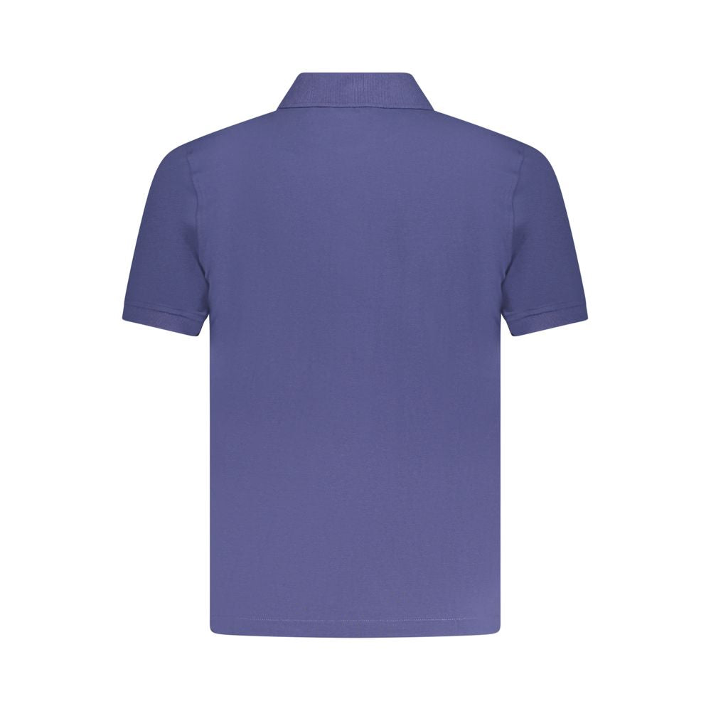 K-WAY Blue Cotton Polo Shirt with short sleeves, two buttons, and logo application. Back view of the polo shirt for men.