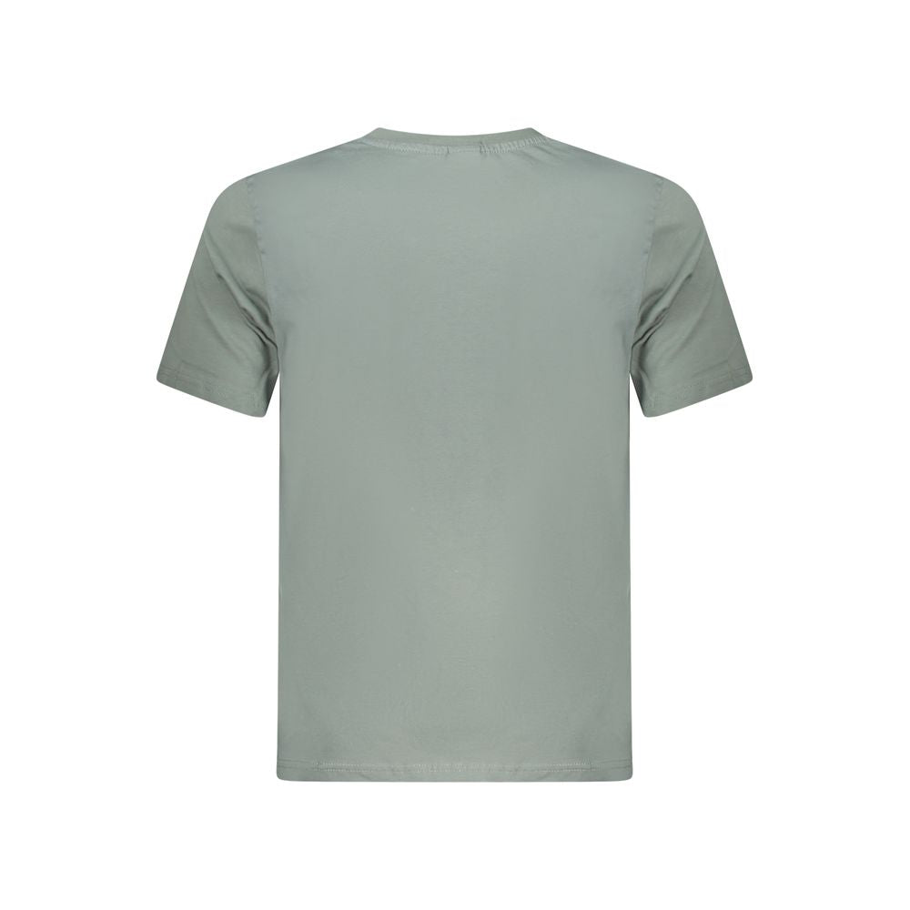 Back view of North Sails Green Cotton Men T-Shirt featuring short sleeves in a soft, breathable cotton fabric.