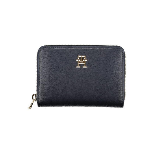 Tommy Hilfiger Sleek Blue Multipurpose Wallet with Zip Closure TO-27148