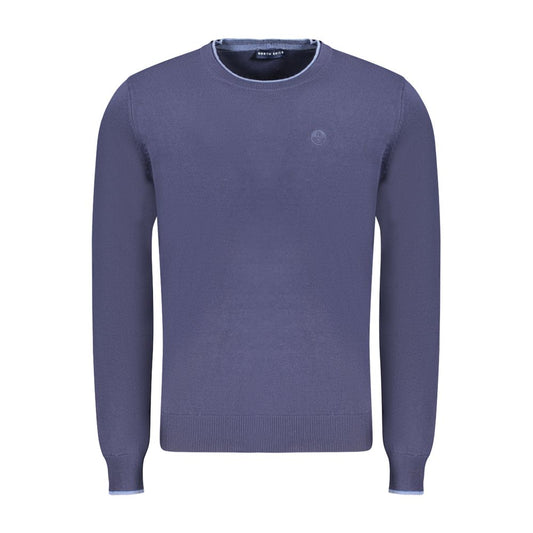 North Sails Blue Cotton Men Sweater with crew neck and logo embroidery, stylish long-sleeve for fashion-forward gentleman