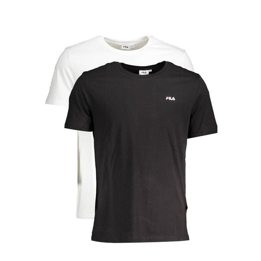 Fila White Cotton Women T-Shirt and Black Tee Duo with Bold Logo