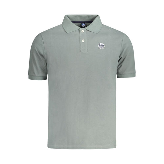North Sails Green Cotton Men Polo Shirt with logo and button placket