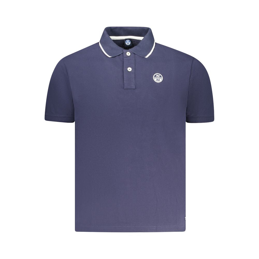 North Sails Blue Cotton Men Polo Shirt with contrasting details and logo