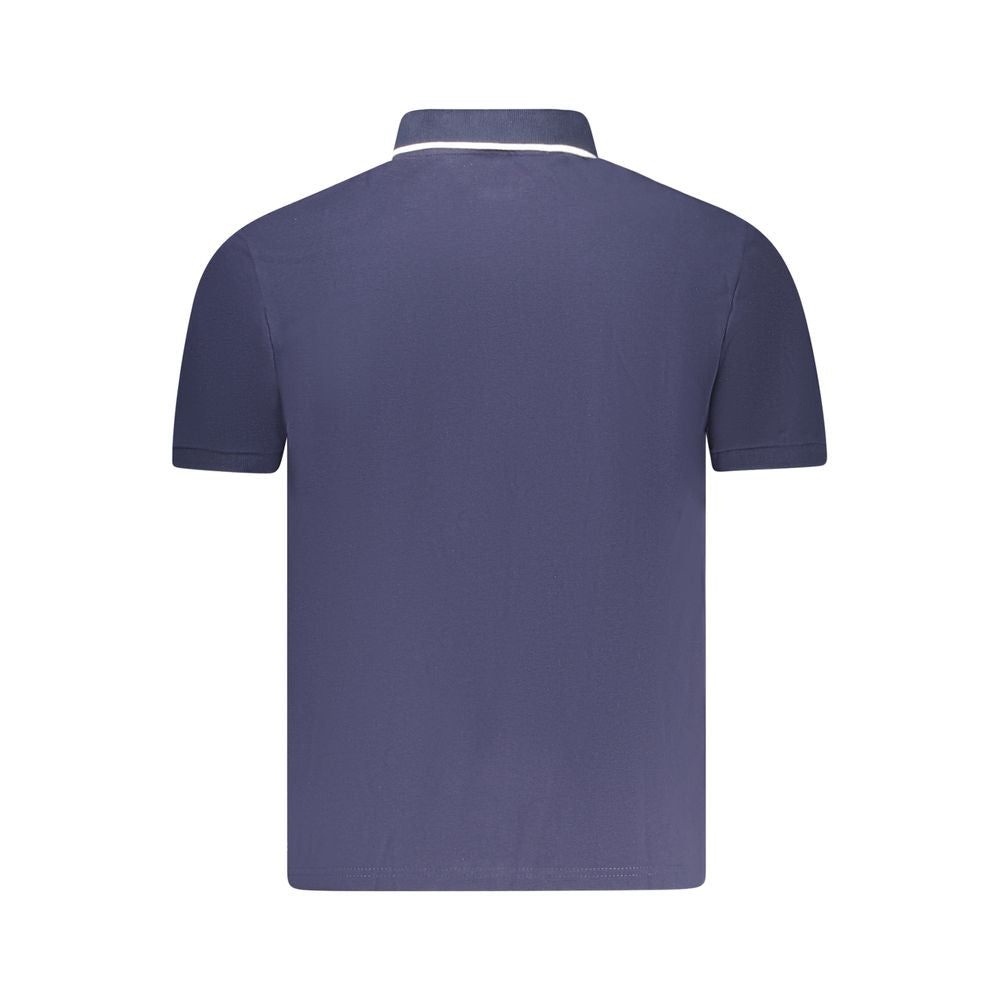 Back view of North Sails Blue Cotton Men Polo Shirt with short sleeves and contrasting details.