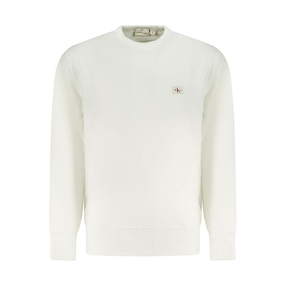 Calvin Klein White Cotton Men Sweater featuring brushed cotton and iconic CK logo for stylish eco-conscious wear.