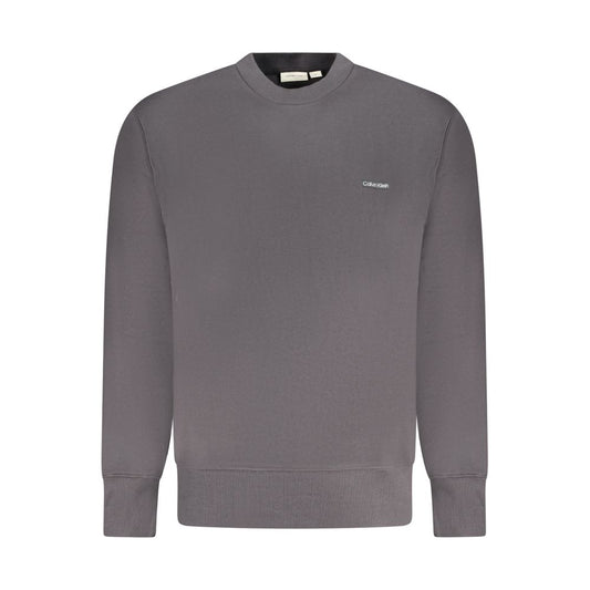 Calvin Klein Black Cotton Men Sweater with brushed texture and signature logo, crew neck, 95% cotton