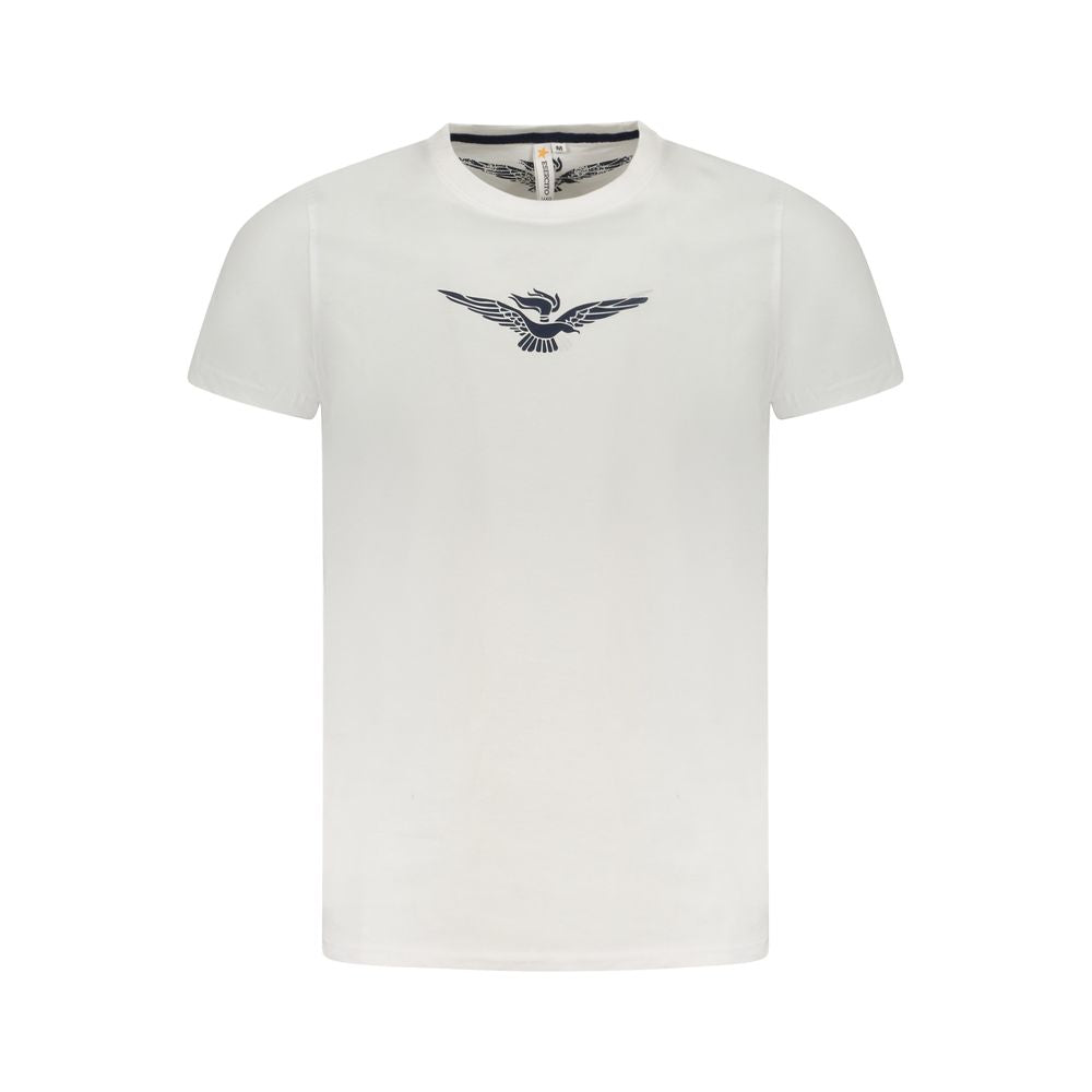 Accademia Militare White Cotton T-Shirt with Big Eagle graphic, crew neck, short sleeves.