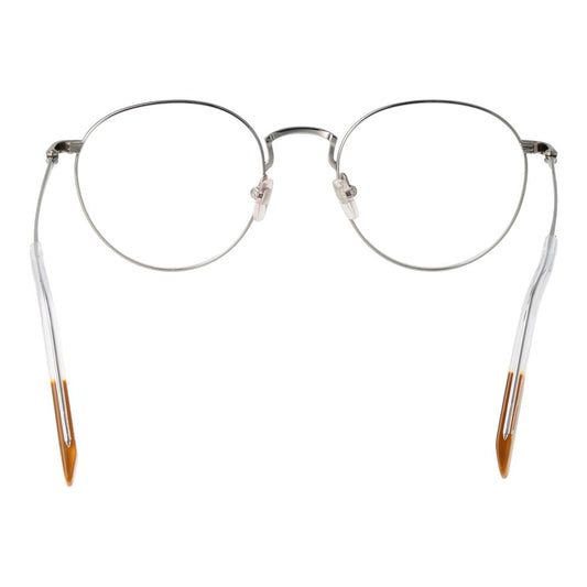 Ermenegildo Zegna Gray Men Glasses Frame in titanium with full-rim, round style, size 51-20-145. Includes branded case.