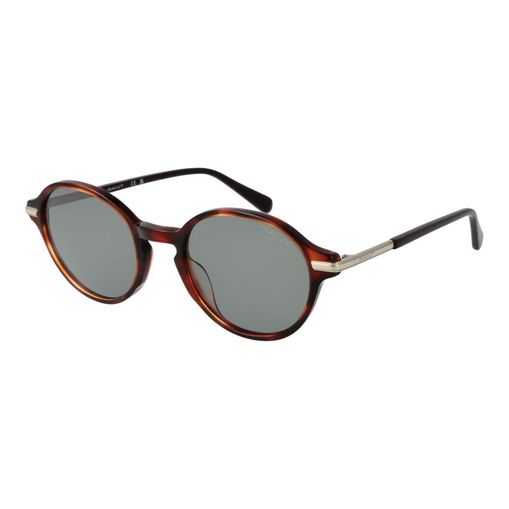 Gant Brown Men Sunglass with green lenses, full-rim acetate frame, and 100% UVA & UVB protection, includes branded case.