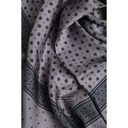 Dolce & Gabbana Gray Polka Dot Silk Square Men Foulard Scarf