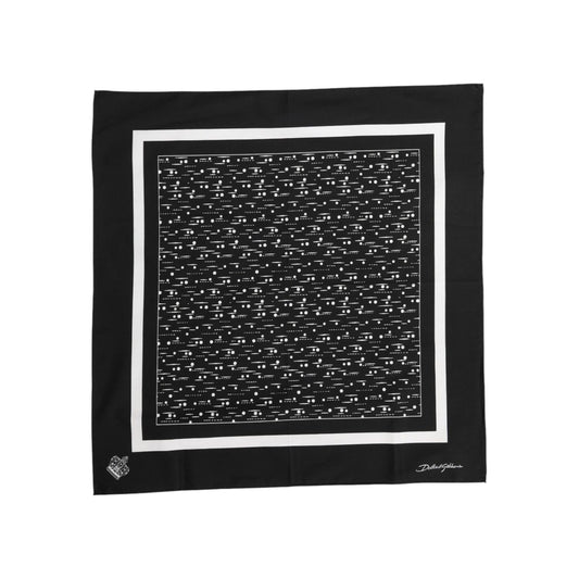 Dolce & Gabbana Black White Printed Square Foulard Scarf