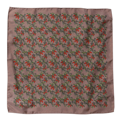 Dolce & Gabbana Brown Chilis Silk Square Men Foulard Scarf