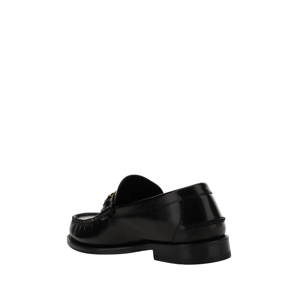 Versace Black Calf Leather Bos Taurus Slip-On Loafers 1728,72470364320,Black,EU39/US6,EU40/US7,EU41/US8,EU42/US9,Loafers - Men - Shoes,Loafers - Shoes,Men,Men - Shoes,New with tags,Shoes,Slip-On Loafers - Loafers - Shoes,Versace