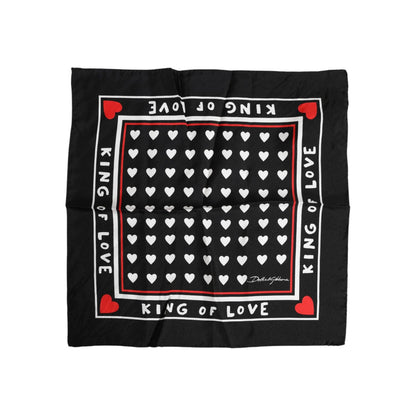 Dolce & Gabbana Black Printed Silk Square Men Foulard Scarf