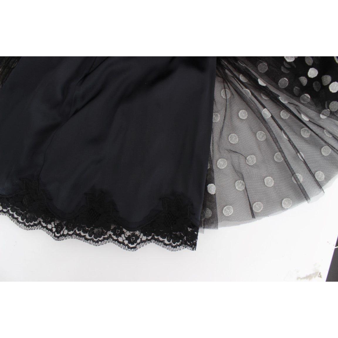 Dolce & Gabbana Black White Polka Dotted Ruffled Dress