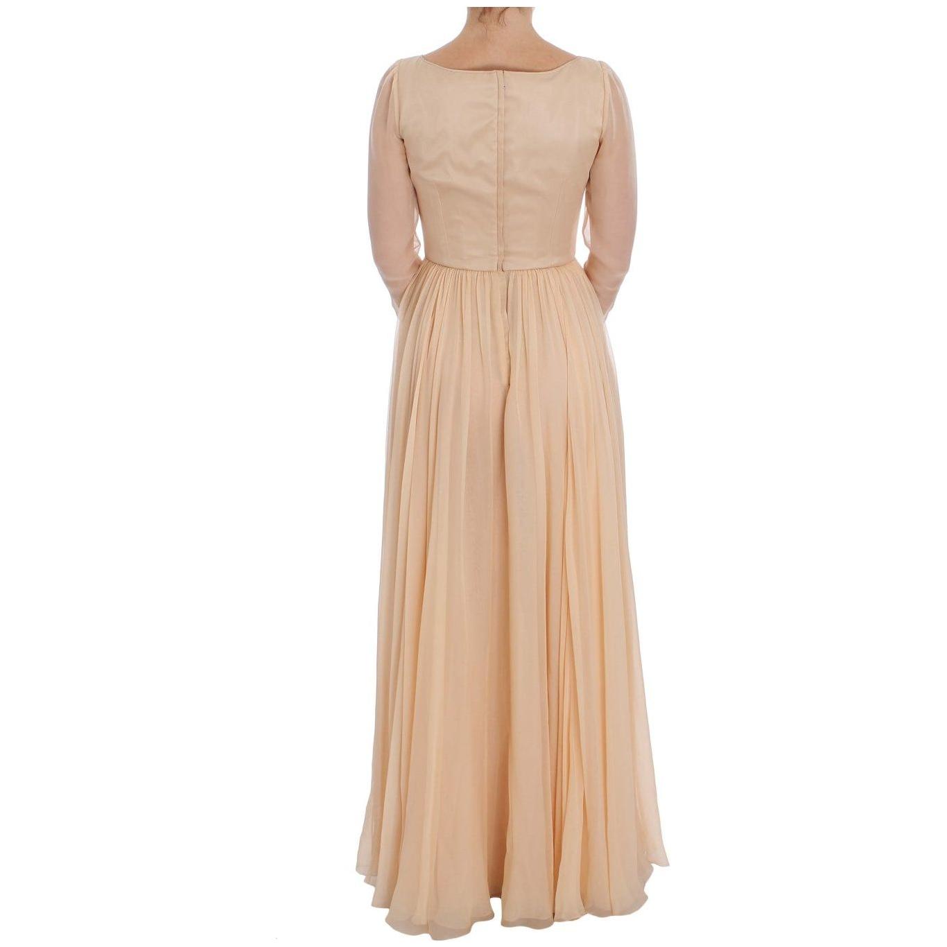 Dolce & Gabbana Beige Silk Ball Gown Full Length Dress NOC10161-1