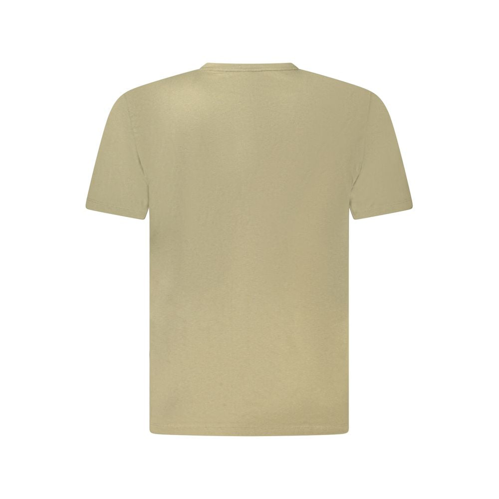 Back view of Hugo Boss Green Cotton Men T-Shirt featuring short sleeves and crew neck with logo embroidery in green.