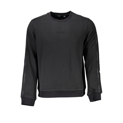 Calvin Klein Black Polyester Men Sweater showcasing urban sophistication and sleek athletic style.