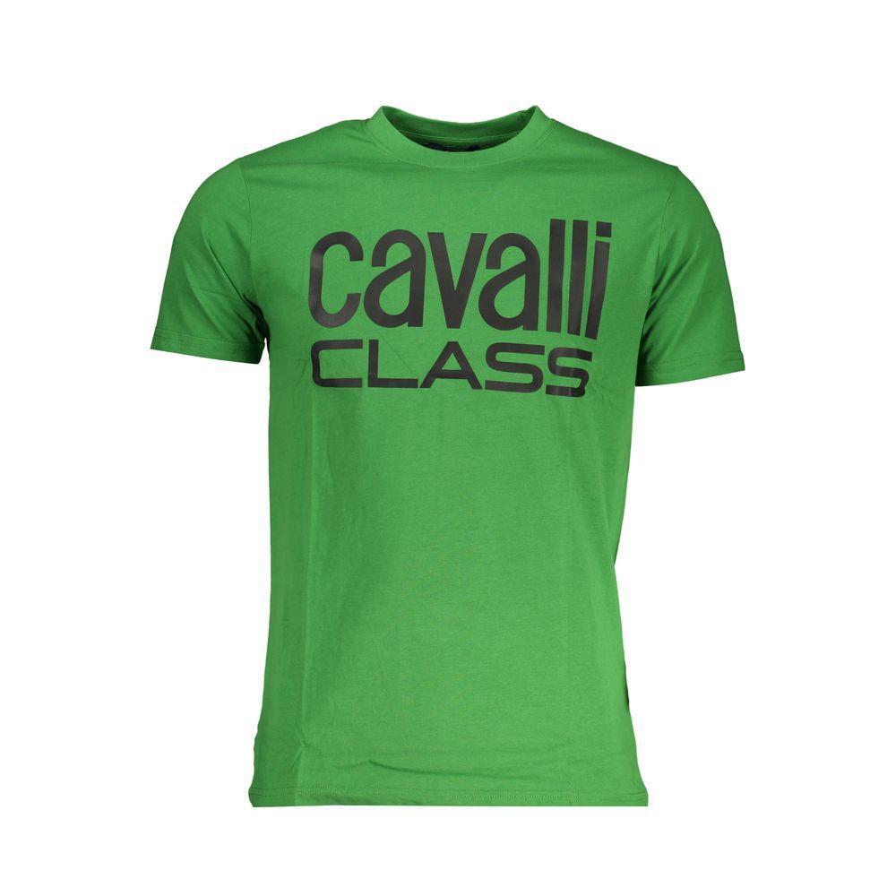 Cavalli Class Green Cotton T-Shirt CA-28583-XL