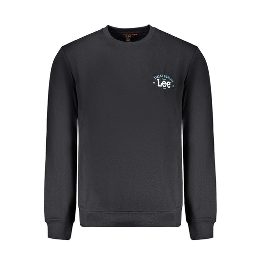 Lee Black Cotton Men Sweater with bold logo and crewneck design, blending streetwear style and comfort.