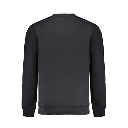 Back view of Lee Black Cotton Men Sweater showing its sleek design and quality material, perfect for streetwear enthusiasts.