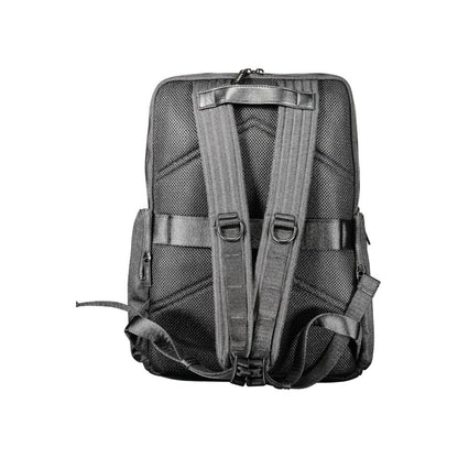 Back view of Calvin Klein Black Polyester Backpack with adjustable straps and external pockets.