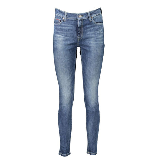 Tommy Hilfiger Blue Cotton Women's Skinny Jean with washed effect and embroidery detail.
