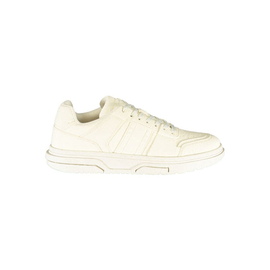 Tommy Hilfiger White Polyester Sneaker with laces, contrast details, and logo