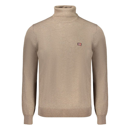 Norway 1963 Brown Polyester Sweater with long sleeves, turtleneck, and embroidered logo