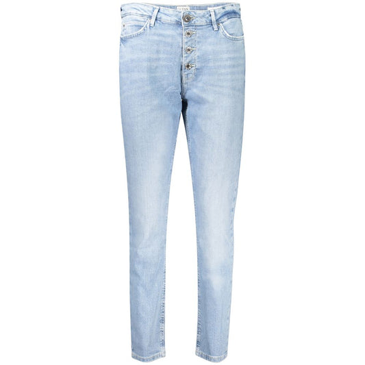 Guess Jeans Blue Cotton Women Jeans with high-waisted skinny fit and classic 5-pocket design.