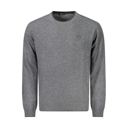 North Sails Gray Cashmere Sweater with long sleeves, crew neck, and contrasting details.
