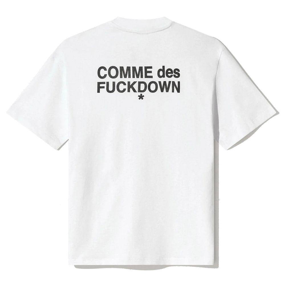 Comme Des Fuckdown White Cotton Tops & T-Shirt CO-13590-M