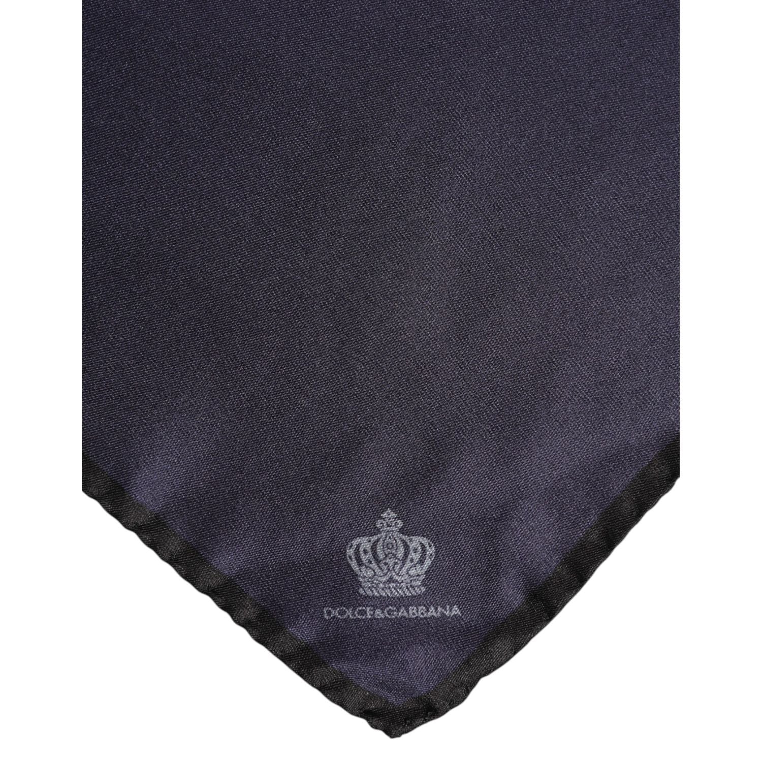 Dolce & Gabbana Blue DG Crown Silk Square Men Foulard Scarf